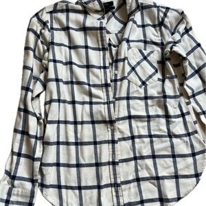 J. Crew Blue and White Button Down Flannel Shirt